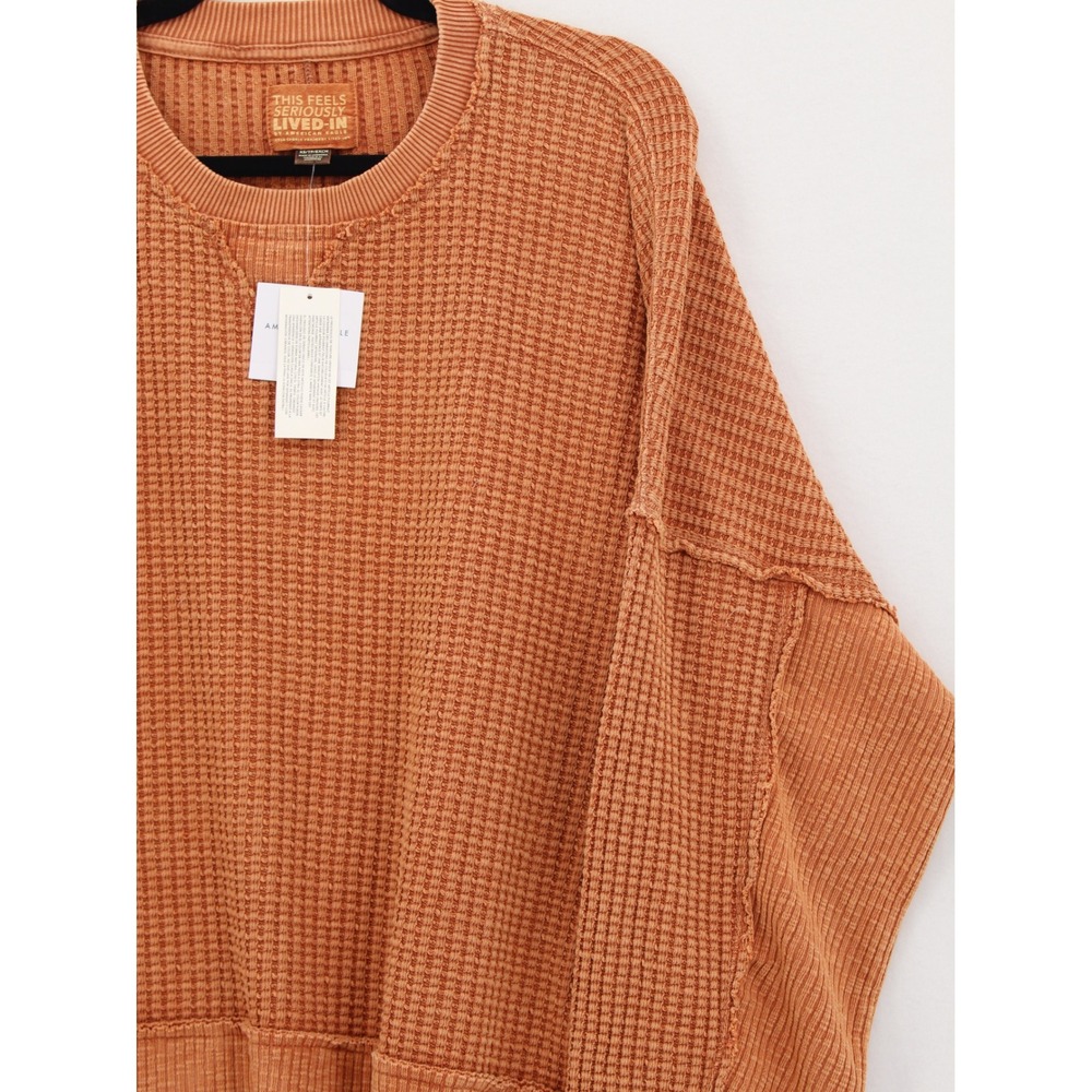 American Eagle Thermal Top This Feels Seriously Lived-In XS Terracotta NEW NWT - Picture 4 of 13